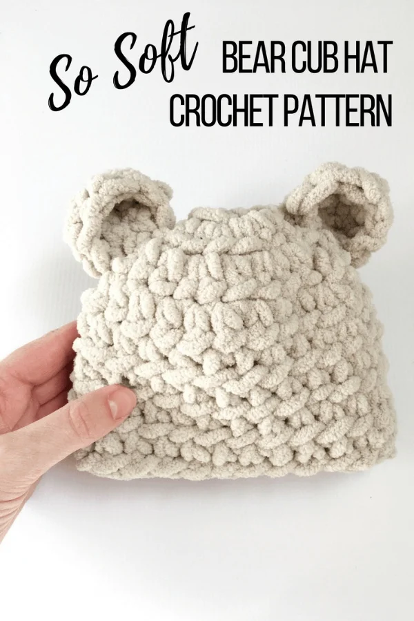 Crocheted baby bearhat.