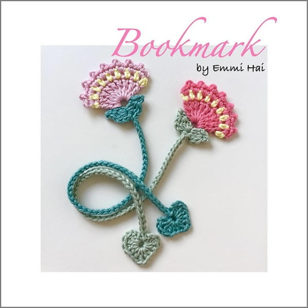Two pretty crochet flower bookmarks.
