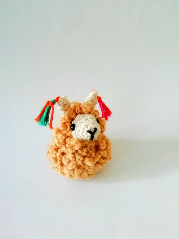 Curly crochet alpaca with tassels.