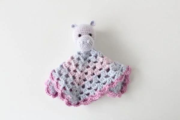 Crochet hippo lovey.