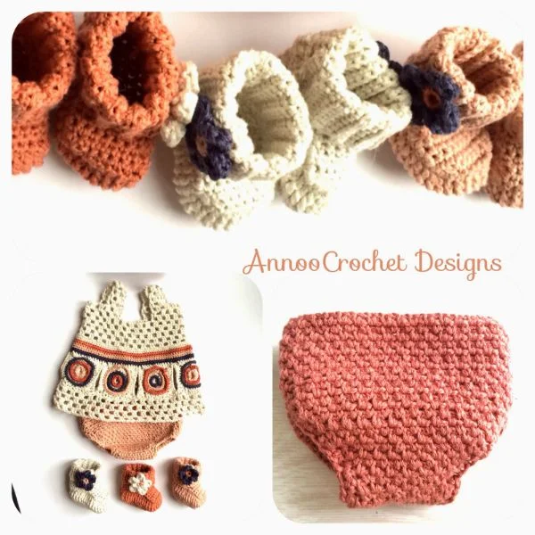 Crocheted baby set.