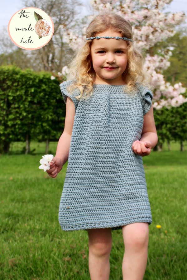 Blue crochet girls dress.