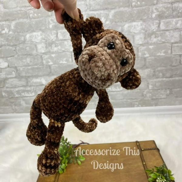 Chenille crochet monkey.