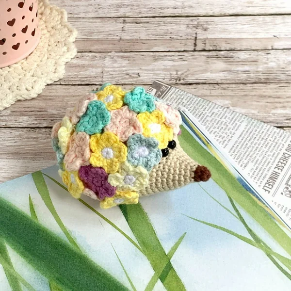 Floral crochet hedgehog.