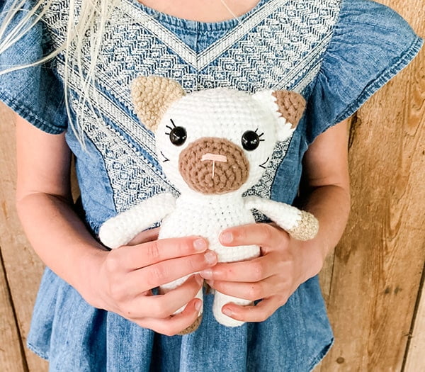 Crocheted calico cat.