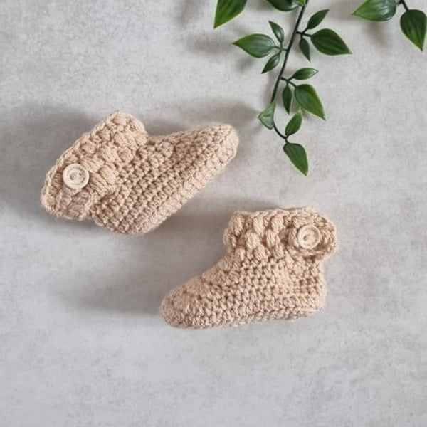 Crocheted baby booties.