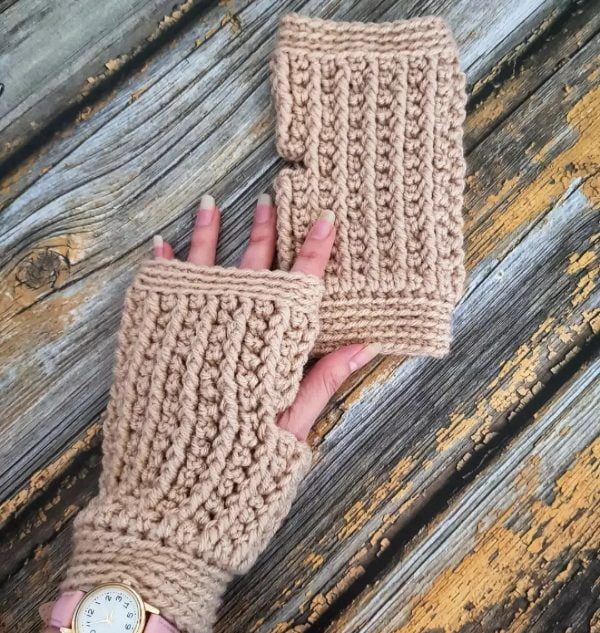 Crocheted mitts.