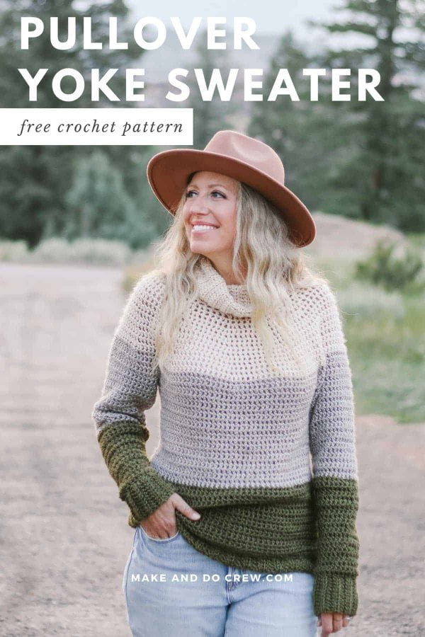 Classic crochet turtleneck sweater.