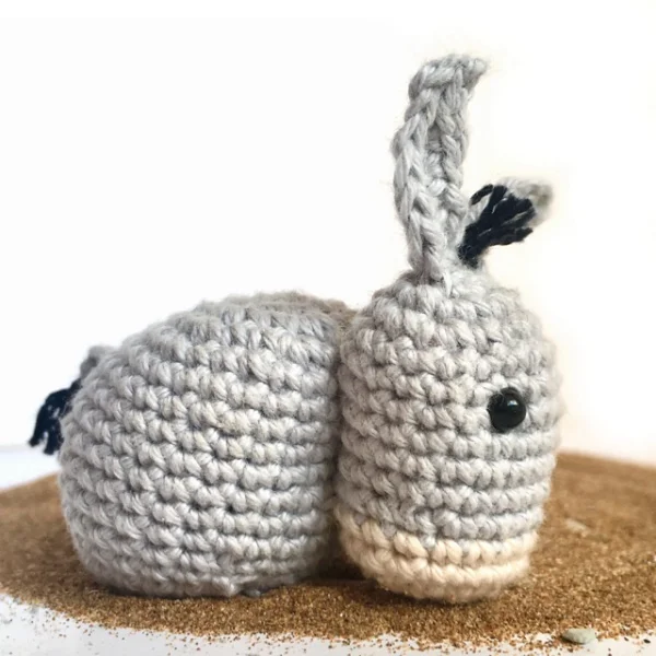 Adorable crochet donkey amigurumi.