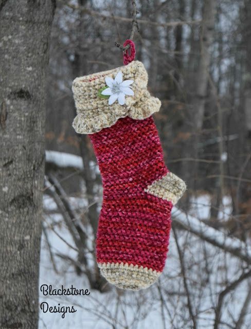 Victorian crochet Christmas stocking.