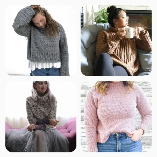 23 Free Crochet Turtleneck and Cowl Neck Sweater Patterns