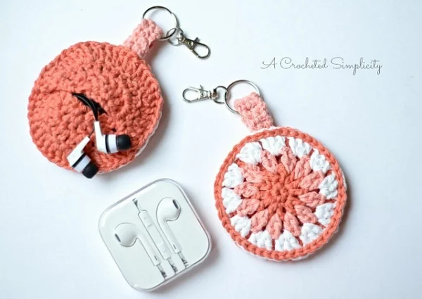 crochet earbud case and cord holder
