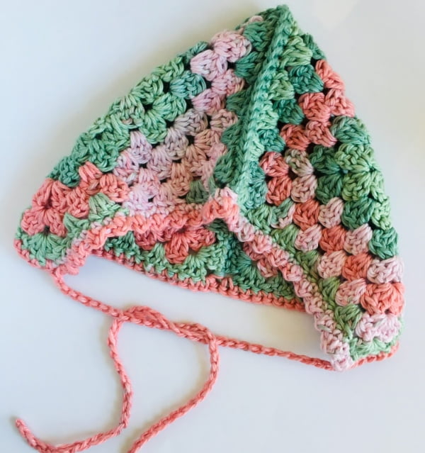 Crochet granny square bonnet