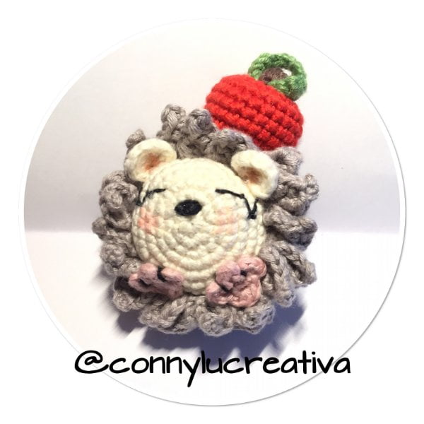 crochet hedgehog with rosy cheeks