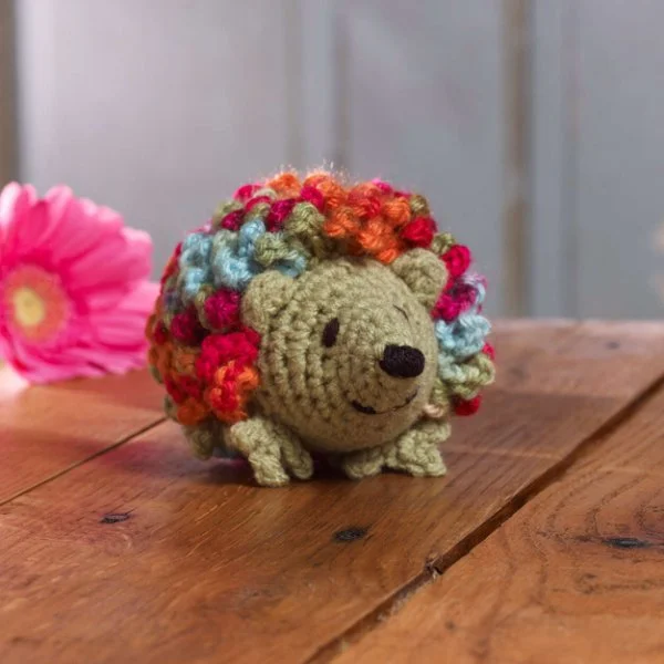 multicolored crochet hedgehog