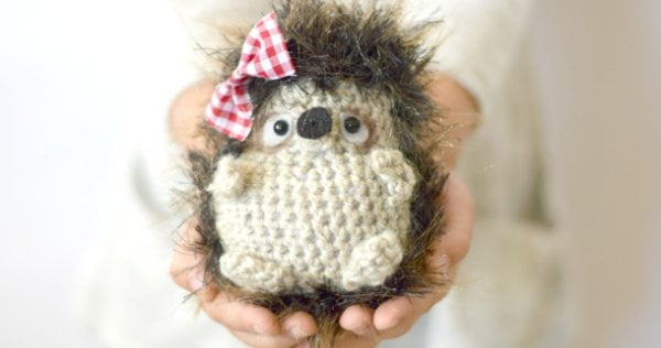 Crochet hedgehog with a bow