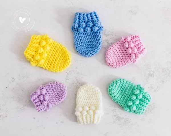 Crochet best sale baby mittens