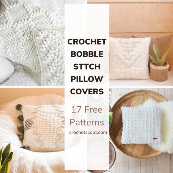 Crochet bobble stitch pillow covers.