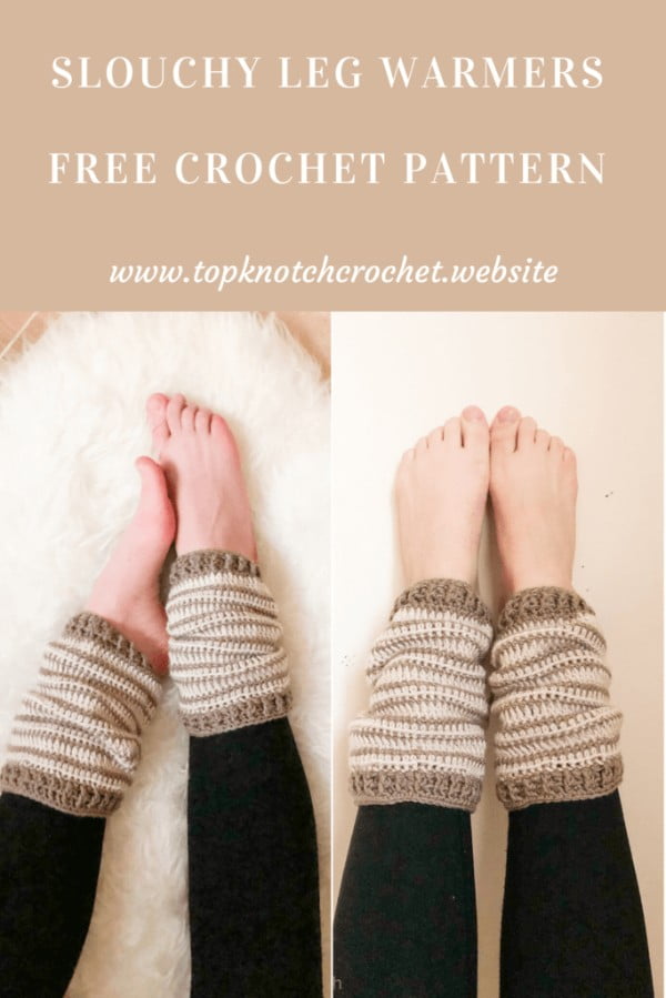 Striped crochet leg warmers.