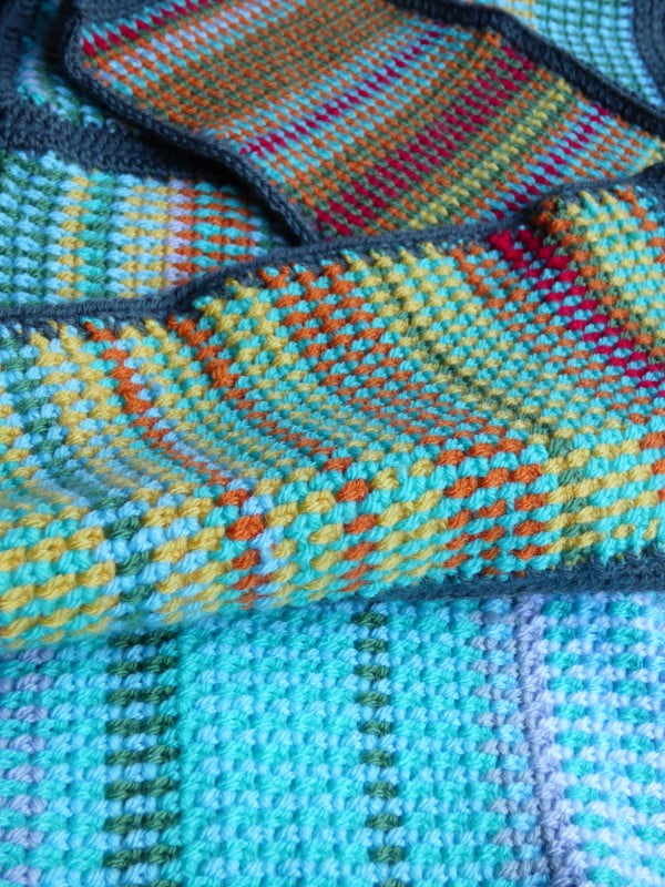 Linen stitch blanket.