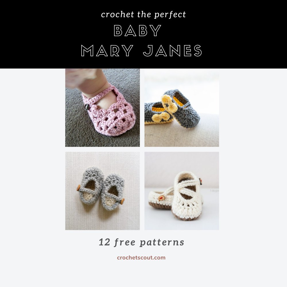 A collection of free crochet Mary Jane baby shoe patterns.