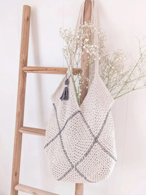 Knitting Bag Yarn Tote Crochet Supplies Lightweight with Side Pocket Handbag with Carry Handle Knitting Tote Crochet Tote for Crochet Hooks, Size: 12