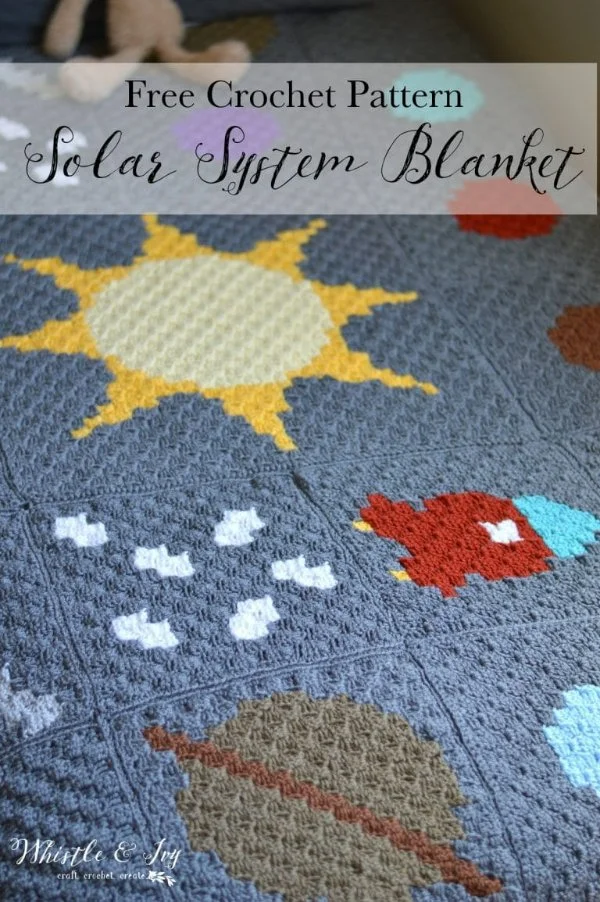 c2c crochet solar system blanket.