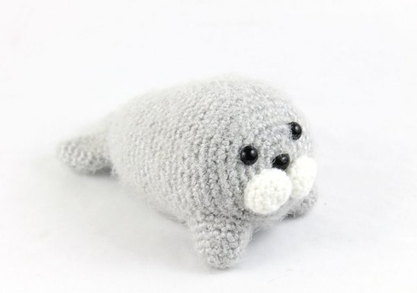 An amigurumi baby seal.