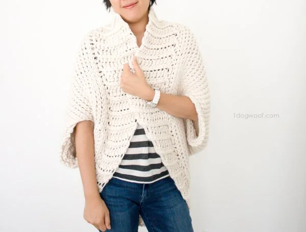 A chunky crochet shrug.