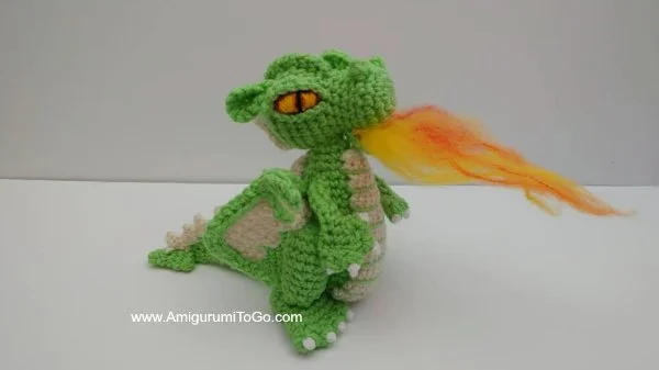 A fire-breathing crochet dragon.
