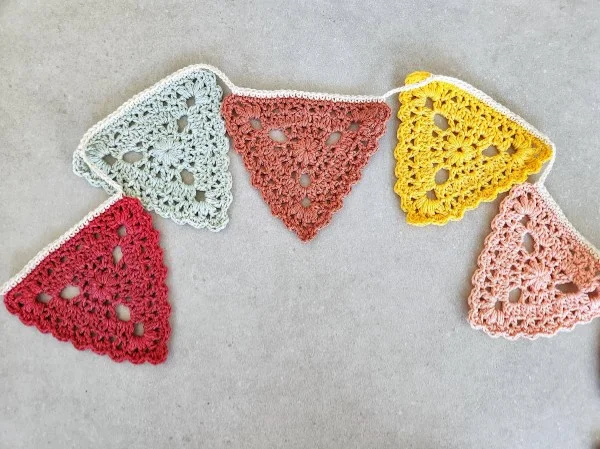 A lacy crochet bunting.
