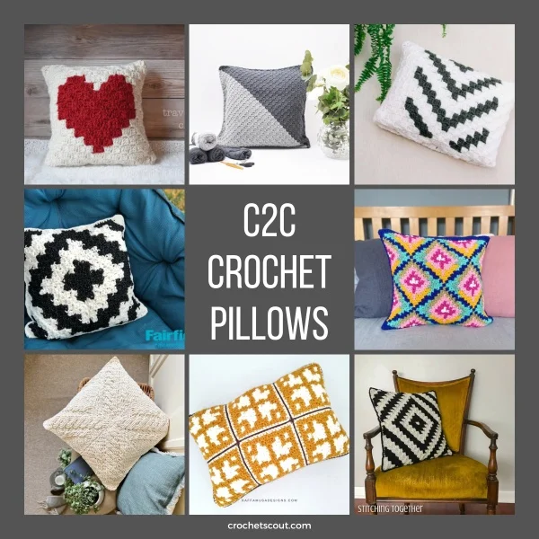 20 Free C2C Crochet Pillow Cover Patterns