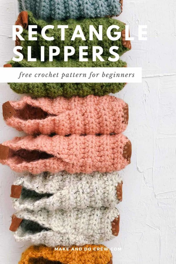 Different sized kids crochet slippers.