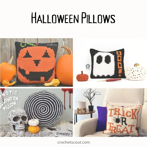 Halloween throw pillows! My first time trying mosaic crocheting. They  turned out awesome! : r/crochet