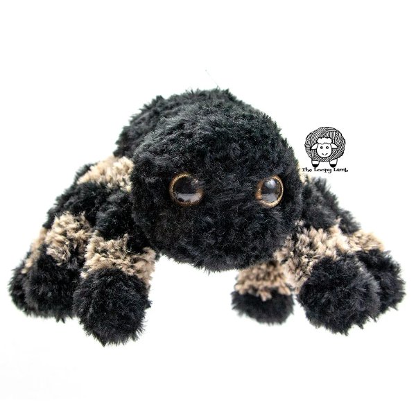 A furry crochet tarantula.