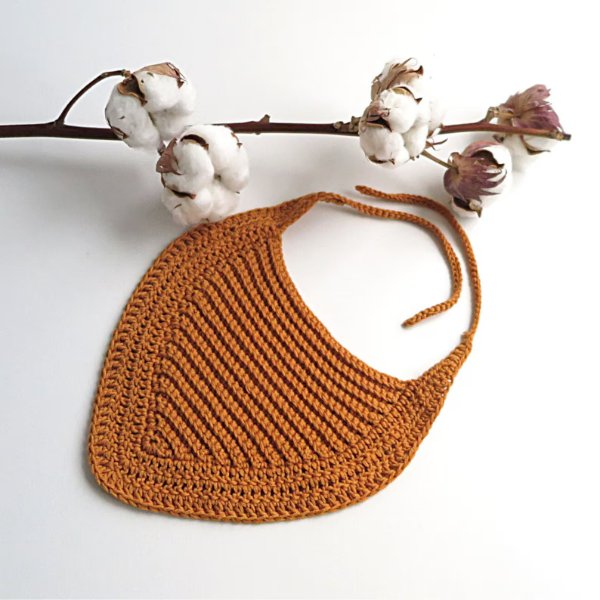 A modern looking crochet bib.
