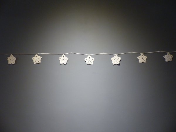 A simple string of white crochet stars.