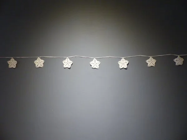 A simple string of white crochet stars.