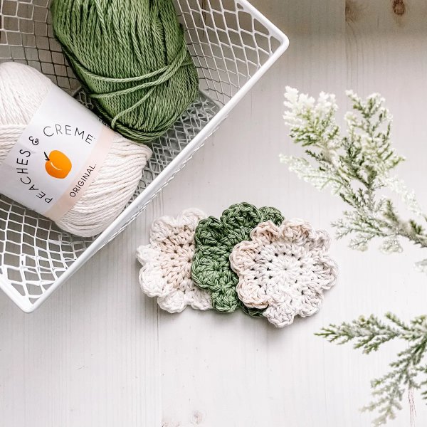 Pretty green and white crochet cotton face rounds.