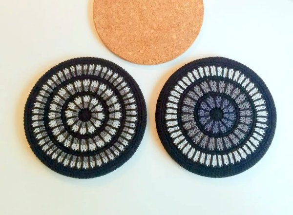 Mandala crochet trivets.