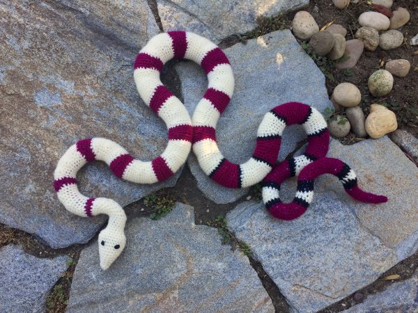 Realistic crochet snake.