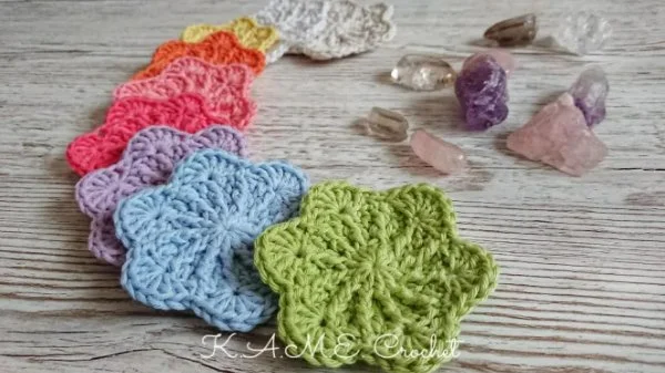Cherry blossom inspired crochet face scrubbies.