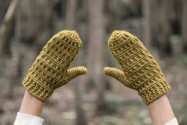 Beautiful textured crochet mittens.