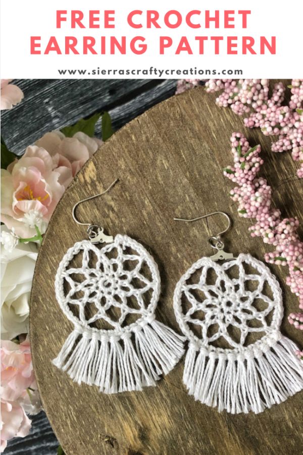 Dreamcatcher crochet earrings.