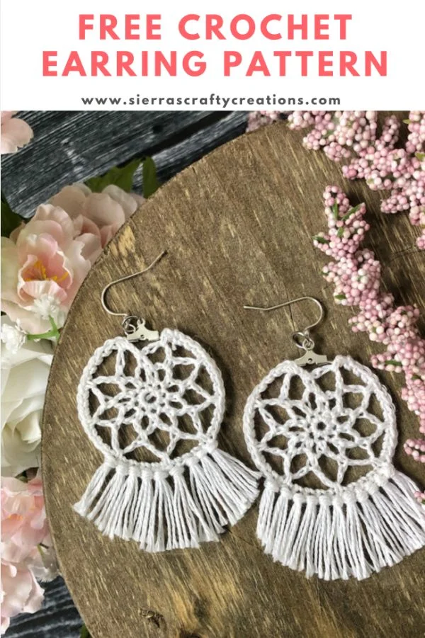 Dreamcatcher crochet earrings.