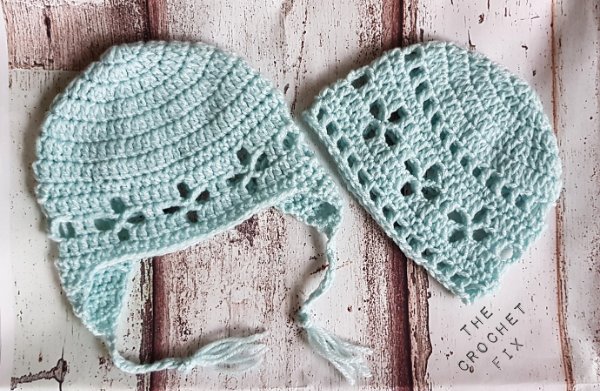 Two vintage style crochet baby hats.