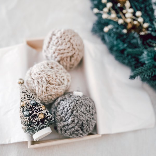 Textured crochet Christmas balls.