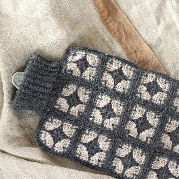 Granny Square Hot Water Bottle Cover: Free Pattern