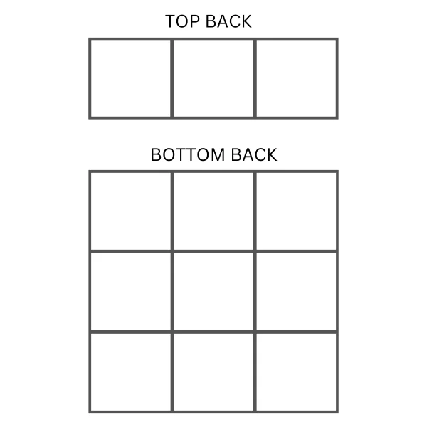 A schematic showing how to join grany squares for the back of the hot water bottle cover.