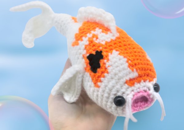 A relaistic crochet koi.